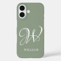Initial Personalisierte Elegant Sage Green Monogra