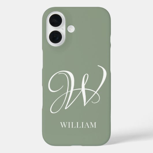 Initial Personalisierte Elegant Sage Green Monogra Case-Mate iPhone Hülle (Rückseite)