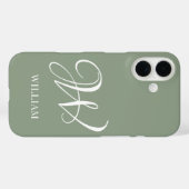 Initial Personalisierte Elegant Sage Green Monogra Case-Mate iPhone Hülle (Rückseite (Horizontal))