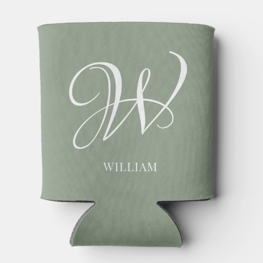 Initial Personalisierte Elegant Sage Green Monogra Dosenkühler (Rückseite)