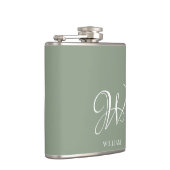 Initial Personalisierte Elegant Sage Green Monogra Flachmann (Rechts)