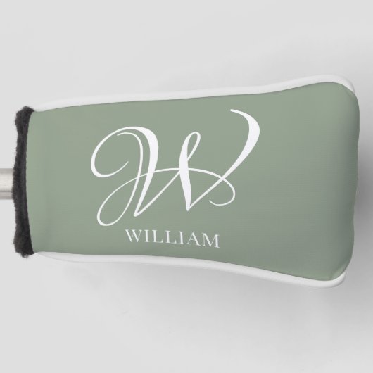 Initial Personalisierte Elegant Sage Green Monogra Golf Headcover (Vorderseite)