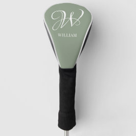 Initial Personalisierte Elegant Sage Green Monogra Golf Headcover