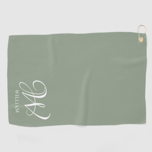 Initial Personalisierte Elegant Sage Green Monogra Golfhandtuch (Horizontal)