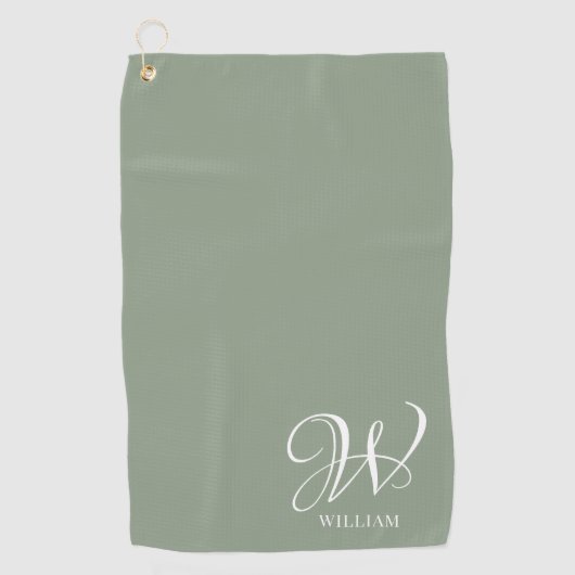 Initial Personalisierte Elegant Sage Green Monogra Golfhandtuch (Vorderseite)