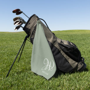 Initial Personalisierte Elegant Sage Green Monogra Golfhandtuch