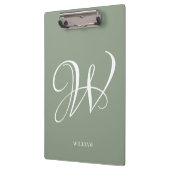 Initial Personalisierte Elegant Sage Green Monogra Klemmbrett (Links)