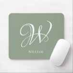 Initial Personalisierte Elegant Sage Green Monogra Mousepad<br><div class="desc">Einfache,  individuelle Erstmonogramm in moderner Typografie. Perfektes Geschenk mit persönlicher Touch</div>