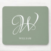 Initial Personalisierte Elegant Sage Green Monogra Mousepad (Vorne)
