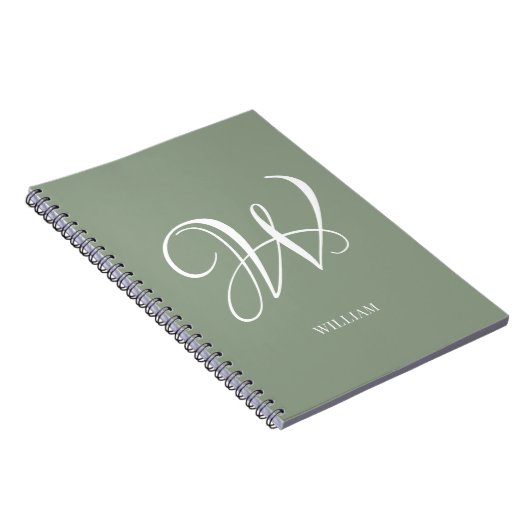 Initial Personalisierte Elegant Sage Green Monogra Notizblock (Rechte Seite)