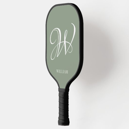Initial Personalisierte Elegant Sage Green Monogra Pickleball Schläger (Links)