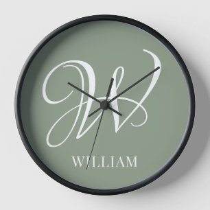 Initial Personalisierte Elegant Sage Green Monogra Uhr
