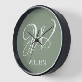 Initial Personalisierte Elegant Sage Green Monogra Uhr (Winkel)