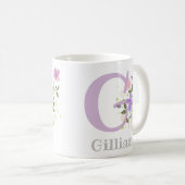 Initial Plus Christlicher Name Gillian. Blumendesi Kaffeetasse (VorderseiteRechts)