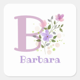Initial Plus Name Barbara & Blume Design Quadratischer Aufkleber