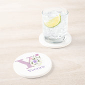 Initial Plus Name & Blume Design Getränkeuntersetzer (Seite)