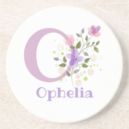 Initial Plus Name & Blume Design Getränkeuntersetzer