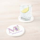 Initial Plus Name & Blume Design Getränkeuntersetzer (Seite)