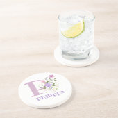 Initial Plus Name & Blume Design Getränkeuntersetzer (Seite)
