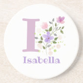 Initial Plus Name & Blume Design Getränkeuntersetzer (Vorne)