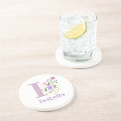 Initial Plus Name & Blume Design Getränkeuntersetzer (Seite)