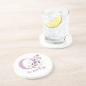 Initial Plus Name & Blume Design Getränkeuntersetzer (Seite)