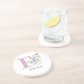 Initial Plus Name & Blume Design Getränkeuntersetzer (Seite)