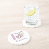 Initial Plus Name & Blume Design Getränkeuntersetzer (Seite)