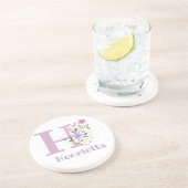 Initial Plus Name & Blume Design Getränkeuntersetzer (Seite)