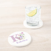 Initial Plus Name & Blume Design Getränkeuntersetzer (Seite)