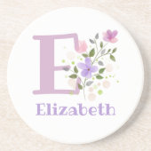 Initial Plus Name & Blume Design Getränkeuntersetzer (Vorne)