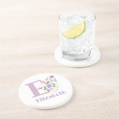 Initial Plus Name & Blume Design Getränkeuntersetzer (Seite)