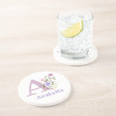 Initial Plus Name & Blume Design Getränkeuntersetzer (Seite)