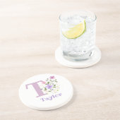 Initial Plus Name & Blume Design Getränkeuntersetzer (Seite)