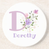 Initial Plus Name & Blume Design Getränkeuntersetzer (Vorne)