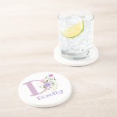 Initial Plus Name & Blume Design Getränkeuntersetzer (Seite)