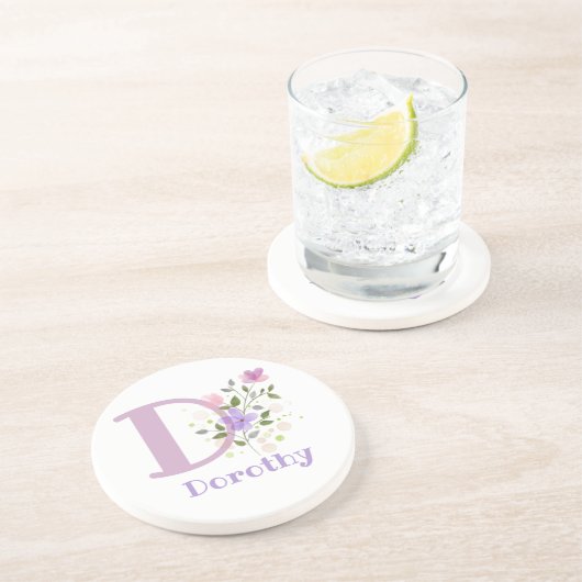 Initial Plus Name & Blume Design Getränkeuntersetzer (Seite)