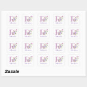 Initial Plus Name & Blume Design Square Sticker (Blatt)