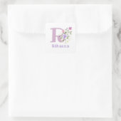 Initial Plus Name & Blume Design Square Sticker (Tasche)
