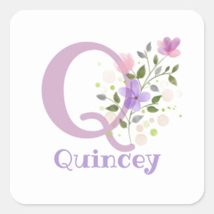 Initial Plus Name Quincey & Blume Design Quadratischer Aufkleber