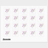 Initial Plus Name Zoe & Blume Design Quadratischer Aufkleber (Blatt)