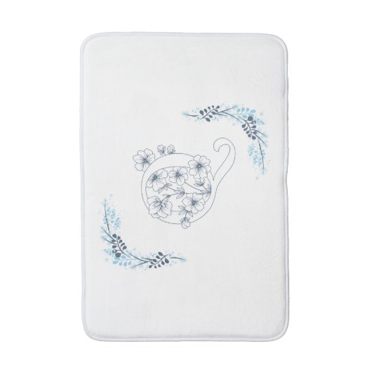 Initial "Q" Blue Monogram Calm Floral Badematte (Vorderseite Vertikal)