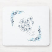 Initial "Q" Blue Monogram Calm Floral Mousepad (Vorne)