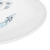 Initial "Q" Blue Monogram Calm Floral Schneidebrett (Ecke)