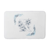Initial "R" Blue Monogram Calm Floral Badematte (Vorderseite)