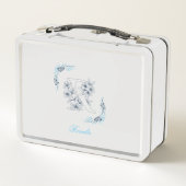 Initial "R" Blue Monogram Calm Floral Metall Brotdose (Rückseite)