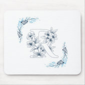 Initial "R" Blue Monogram Calm Floral Mousepad (Vorne)