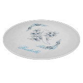 Initial "R" Blue Monogram Calm Floral Schneidebrett (Ecke)