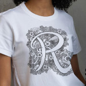 Initial R doodle tangle art gezeichnet Tri-Blend Shirt