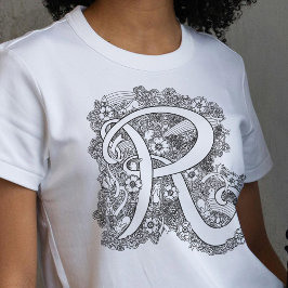 Initial R doodle tangle art gezeichnet Tri-Blend Shirt